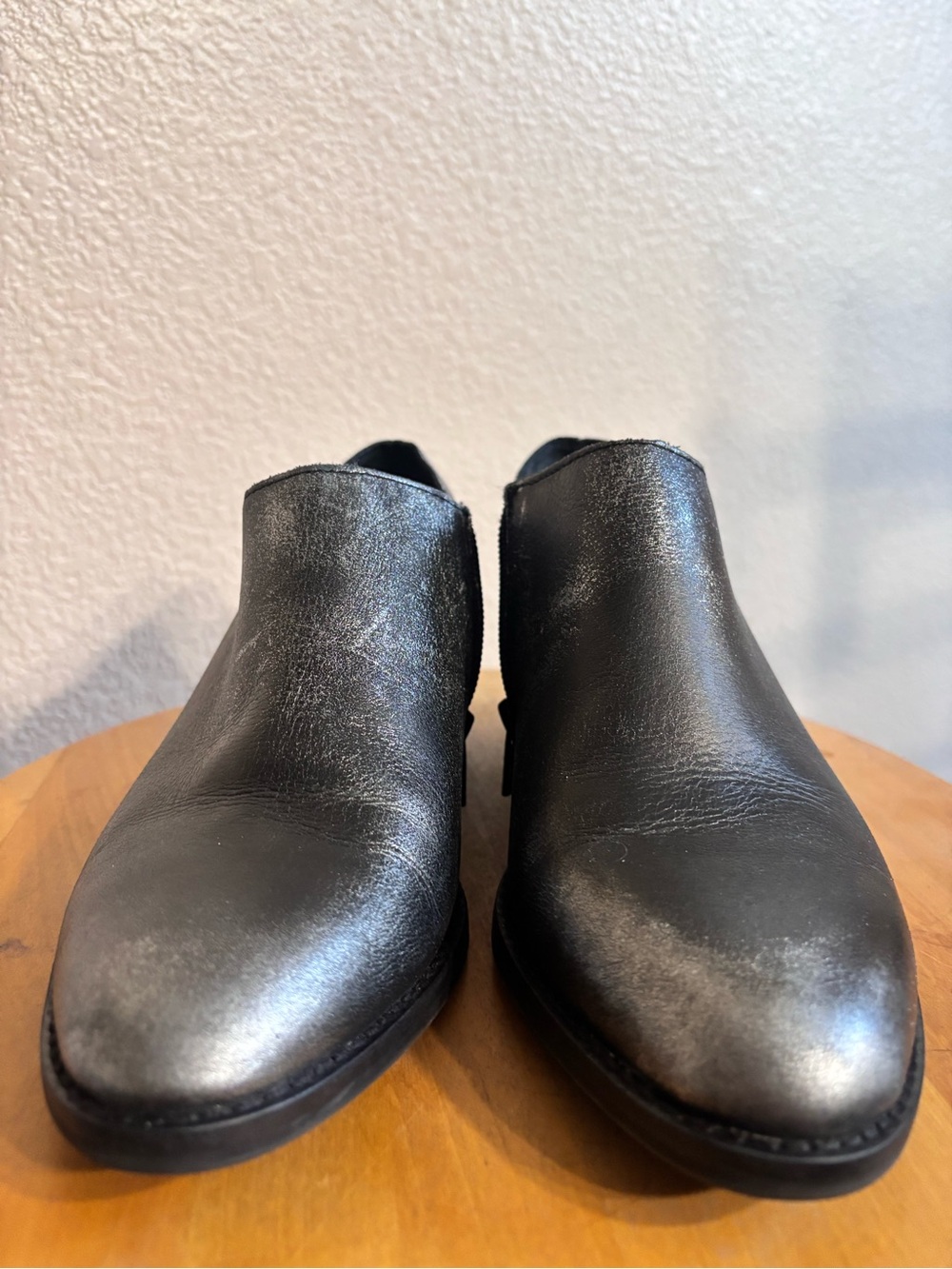 Lucky Brand Metallic Black Leather Ankle Booties